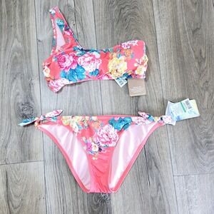 Hobie Women's Large Bikini Swim Top‎ And Bottom Coral Floral New $85